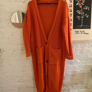 Long orange free people cardigan